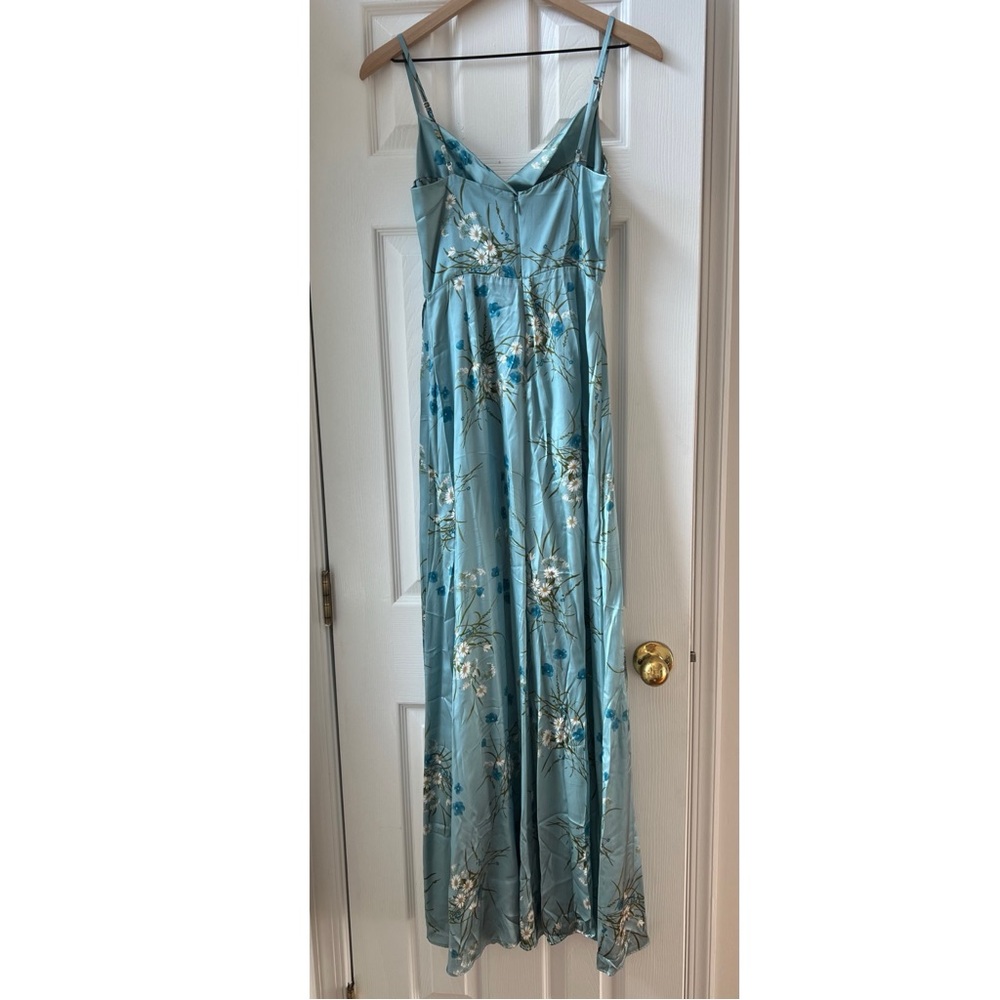Reformation Devora Silk Maxi Dress Lago Blue Floral 2 Wedding Guest Bridesmaid - Picture 7 of 7